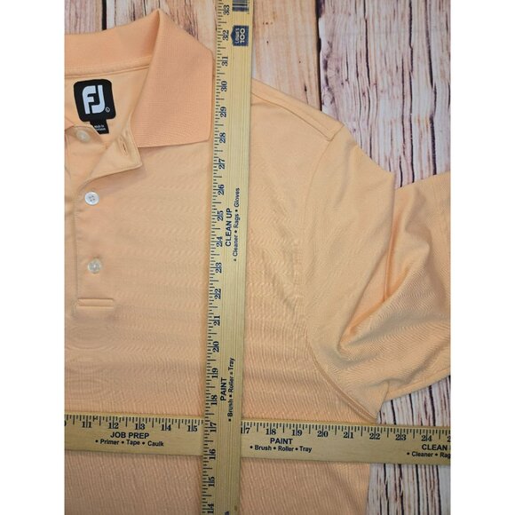 FootJoy Mens Golf Polo Shirt Large Peach Striped Lisle - Picture 7 of 7